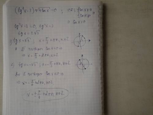 А) решительно уравнение (tg^2x-3)√4cosx=0 б)найдите корни этого уравнения, принадлежащие промежутку