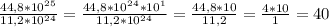 \frac{44,8 * 10^2^5}{11,2 * 10^2^4} = \frac{44,8 * 10^2^4 * 10^1}{11,2 * 10^2^4} = \frac{44,8 * 10}{11,2} = \frac{4 * 10}{1} = 40