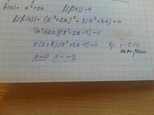 Решите уравнение f(f(x))=0, где f(x)=x^2+2x