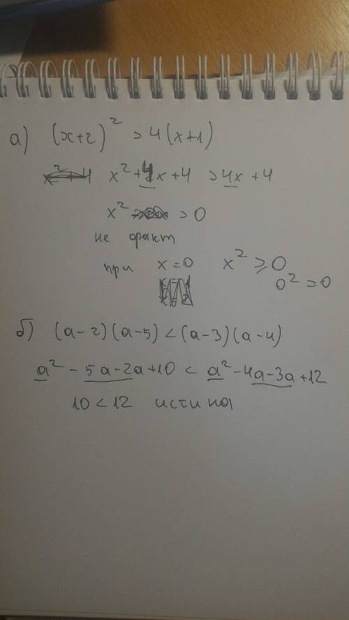 Тема: решение неравенств и систем неравенств 1. докажите неравенства: а)(х+2)^2> 4(х+1) б)(а-2)(а