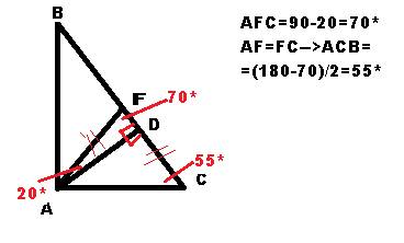 Впрямоугольном треугольнике угол между высотой и медианой, проведёнными из вершины прямого угла, рав