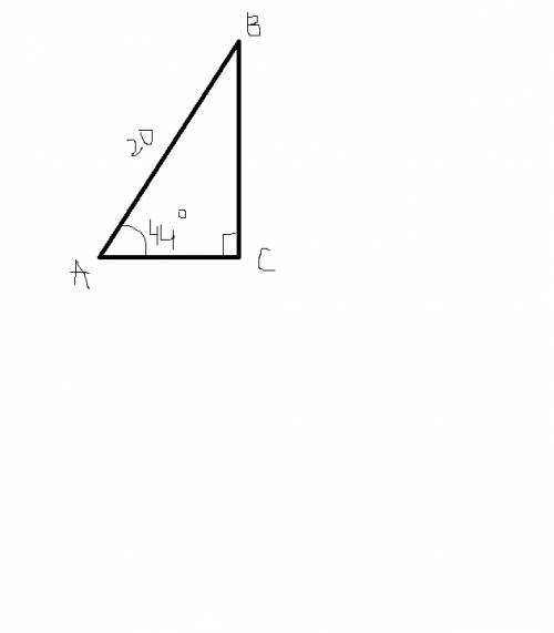 Знайдіть катети та 2 гострий кут прямокутного трикутника у якого гіпотенуза с=20см кут альфа =44 гра