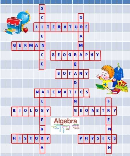 Составить красворд на языке на тему школьные предметы 4-ый класс