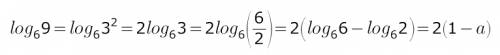 Выразите log_{6} 9,если log_{6} 2=a