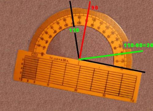 Построить угол равный 110 градусов. взять точку на стороне угла и провести через эту точку прямые па