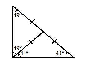 Один из острых углов прямоугольного треугольника равен 49 градусов найдите величину большего из угло