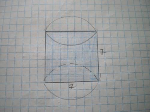 Осьовим перерізом циліндра є квадрат зі стороною 7 см. знайдіть площу бічної поверхні циліндра