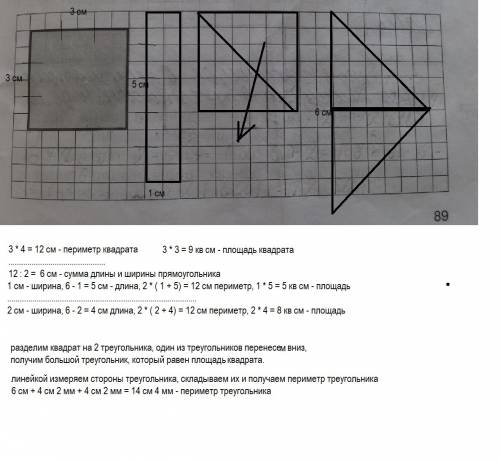 Вычисли периметр данного квадрата. (квадрат 3*3см) затем построй четырехугольник, периметр которого