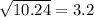 \sqrt{10.24}= 3.2