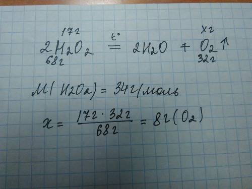 Какая масса кислорода образуется при разложении 17 грамм перекиси водорода