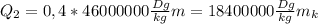 Q_2=0,4*46000000 \frac{Dg}{kg}m=18400000\frac{Dg}{kg}m_k