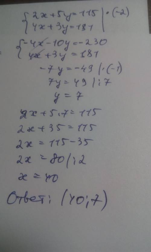 К/р по . пусть x руб за блокнот, y руб за карандаши. по условию имеем: 2x+5y=115 4x+3y=181 решите си