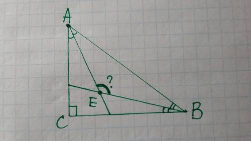 Только рисунок, ! в треугольнике авс угол с=90 градусов биссектрисы углов а и в пересекаются в точке