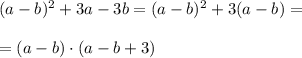 (a-b)^2+3a-3b=(a-b)^2+3(a-b)=\\\\=(a-b)\cdot (a-b+3)