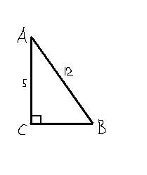 Втреугольнике abc угол с=90 ab=12 ac=5. найдите синус и тангенс a