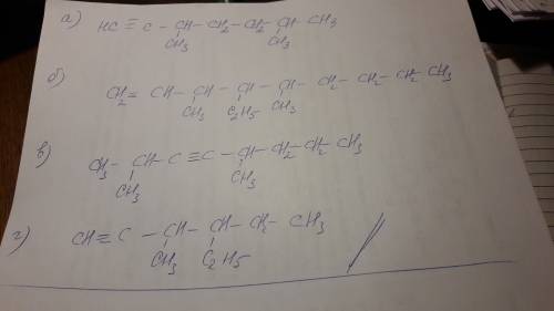 Напишите формулы углеводородов а) 3,6 диметилгептин-1, б)3,5 диметил-4этилононен-1 в)2,5-диметилокти