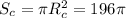 S_{c}= \pi R^2_{c} = 196 \pi