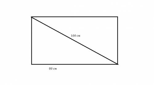 Диагональ прямоугольника телевизионного экрана равна 100см в а ширина -80 см найдите высоту экрана о