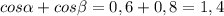 cos \alpha +cos \beta =0,6+0,8=1,4