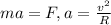 ma=F, a= \frac{ v^{2} }{R}