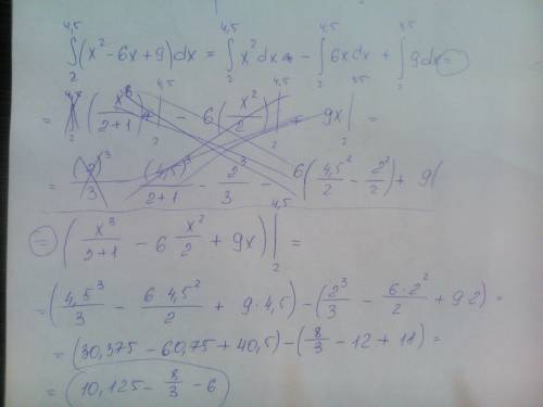 Вычислить площадь области ограниченной линиями: y=x^2-6x+9,y=x/2