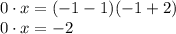 0\cdot x=(-1-1)(-1+2)&#10;\\\&#10;0\cdot x=-2
