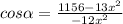 cos \alpha = \frac{1156-13 x^{2} }{-12 x^{2} }