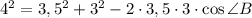 4^2 = 3,5^2 + 3^2 - 2 \cdot 3,5 \cdot 3 \cdot \cos \angle B&#10;