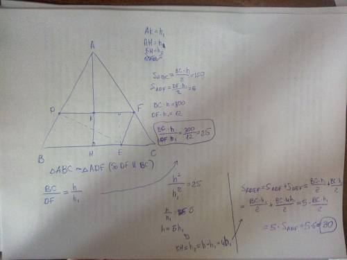На сторонах ab, bc и ca треугольника abc отмечены соответственно точки d, e и f так, что прямая df п