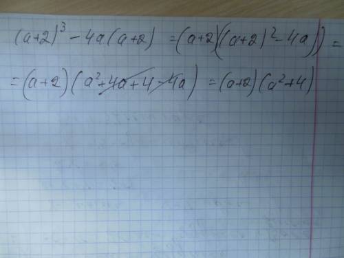 Разложите многочлен на множители (a+2)^3-4a(a+2)