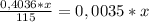 \frac{0,4036*x}{115} =0,0035*x