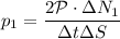 p_1=\dfrac{2\mathcal P\cdot \Delta N_1}{\Delta t\Delta S}