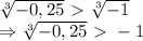 \sqrt[3]{-0,25} \ \textgreater \ \sqrt[3]{-1} &#10;\\\&#10;\Rightarrow \sqrt[3]{-0,25} \ \textgreater \ -1