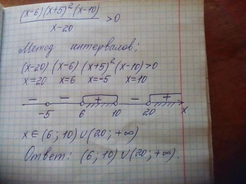  \frac{(x - 6)( x+ 5) ^{2}(x - 10) }{x - 20} > 0