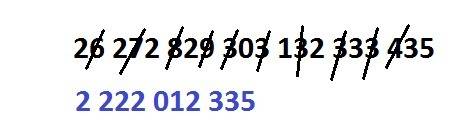 Вчисле 26 272 829 303 132 333 435 зачеркните половину цифр так, чтобы оставшиеся цифры (без изменени