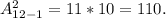 A^2_{12-1}=11*10=110.