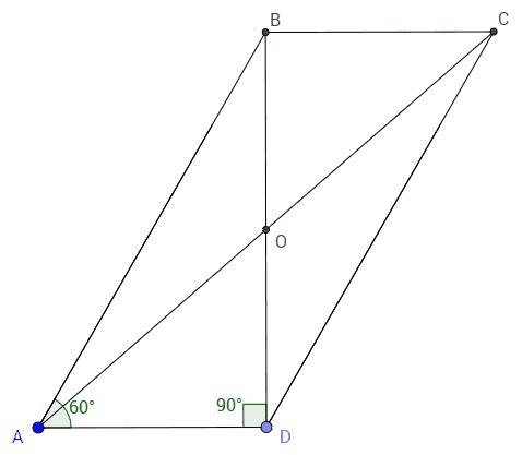 Впараллелограмме острый угол равен 60°, а диагональ делит тупой угол в отношении 1: 3. вычислите пер