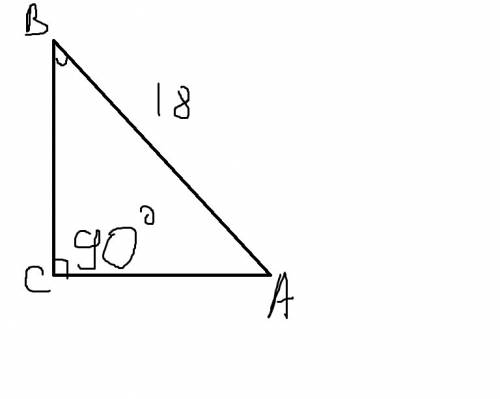 Впрямо угольной треугольнике abc, угол c = 90 ° , угол b= 30 ° , угол ab= 18 см. найдите ac.