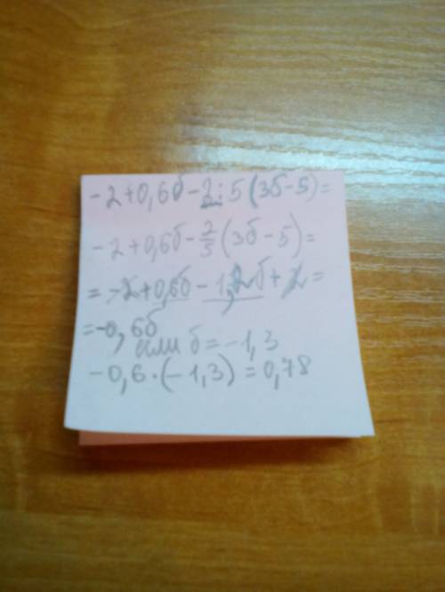 Выражение-2+0,6б-2/5(3б-5) и найти его значение при б=-1/3