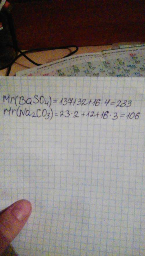 Даны формулы : baso4 ,na2co3. опишите состав вещества. расчитайте их mr и определите массовые доли к