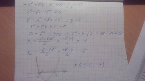 Х²-6х-5> 0 решите квадратное неравенство. ответ в виде фото, .
