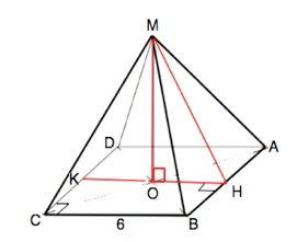 Дана правильная четырехугольная пирамида. площадь основания пирамиды 36 см2. площадь боковой поверхн