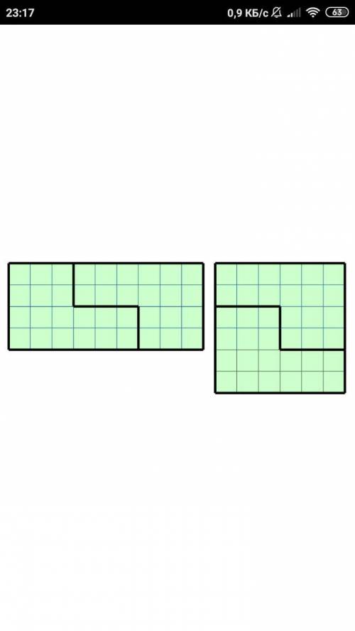 Покажите как разрезать прямоугольник 9×4 на две равные части из которых можно сложить квадрат