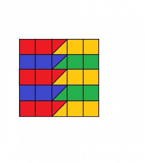 Разделите квадрат 5х5 на 10 четырёхугольников не являющиеся прямоугольниками