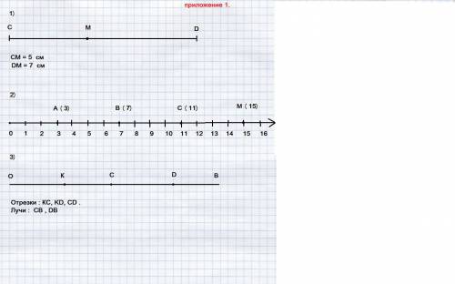 Всем , мне . контрольная завтра ! 1.начерти отрезок cd и отметьте на нём точку m. измерьте отрезки c