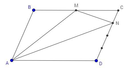 Решить 9 класс. на сторонах bc и cd параллелограмма abcd взяты соотвенно точки m и n так, что m-сере