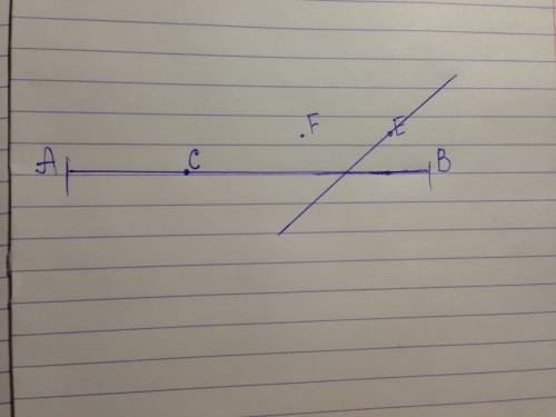 Начертите прямую ab и отметьте точки: а) точку c, лежащую на отрезке ab. б) точку f, не лежащую на п