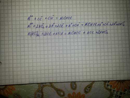 По ионному уравнению написать молекулярное уравнение: niohcl+h=ni+h2o+cl