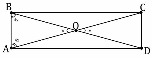 Диагонали прямоугольника abcd пересекаются в точке о. найдите угол cod, если он в 4 раза меньше угла