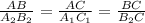 \frac{AB}{A_{2}B_{2} } =\frac{AC}{A_{1}C_{1}}=\frac{BC}{B_{2}C}